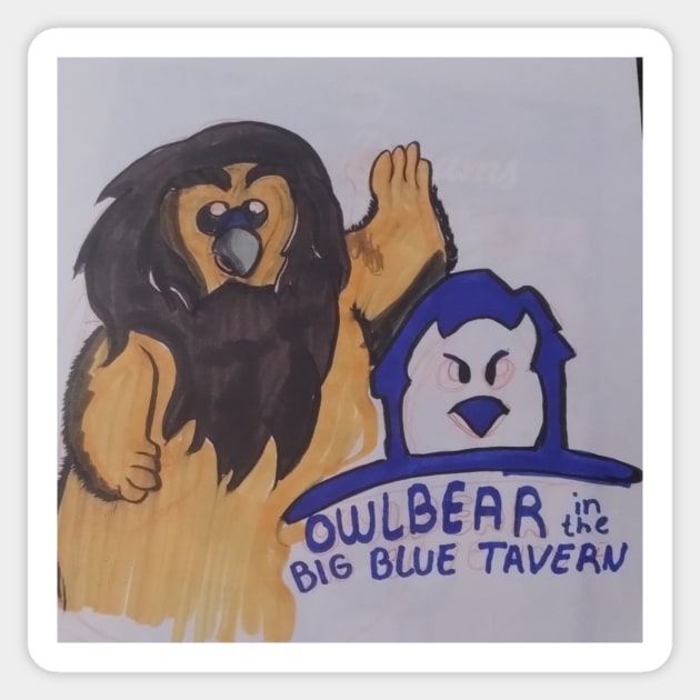 OwlBear in the Big Blue Tavern Sticker by CutesyKreepy